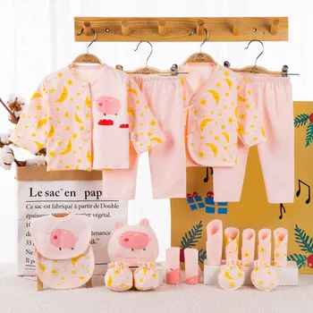 18 piece 100% Cotton Newborn Baby Girl Clothes Set Infant Baby Girl Summer Clothes Cartoon Baby Boys Clothing Toddler Hat Bibs new baby boy clothing set summer baby cotton bodysuit elephant printed romper animal bibs 3pcs set newborn baby girl clothes