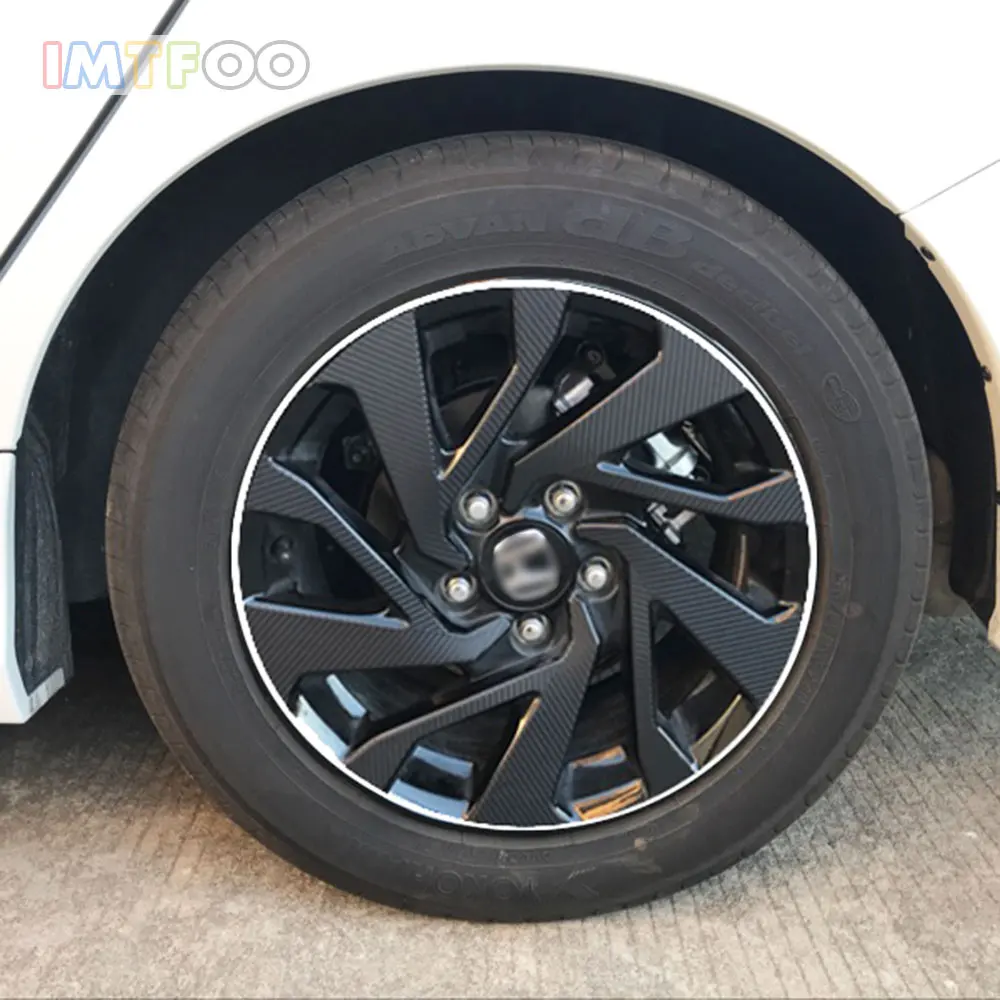 

IMTFOO BLACK CARBON FIBER VINYL WRAPPING WHEEL RIM DECAL STICKER FOR HONDA CIVIC 2016 2017 2018 ACCESSORIES CAR STYLING