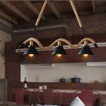 

Loft Hemp Rope country Style Iron Pendant Lights Industrial Vintage Home Lighting Lamp Edison E27 Suspension Droplight LED bulbs