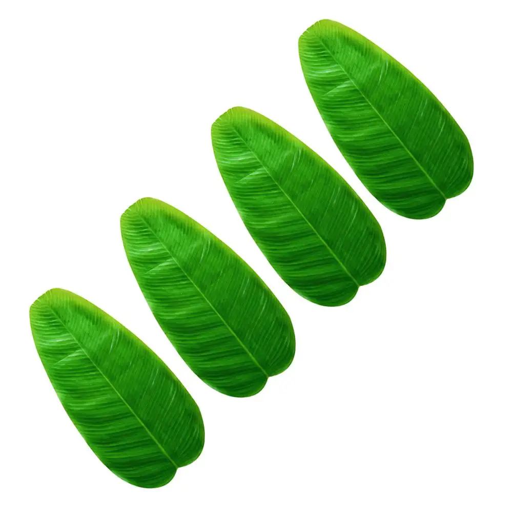 

4pcs Simulation Banana Leaf Table Mat Placemat Hawaiian Party Decoration Table Flag Simulation Plant Desktop Wall Decoration