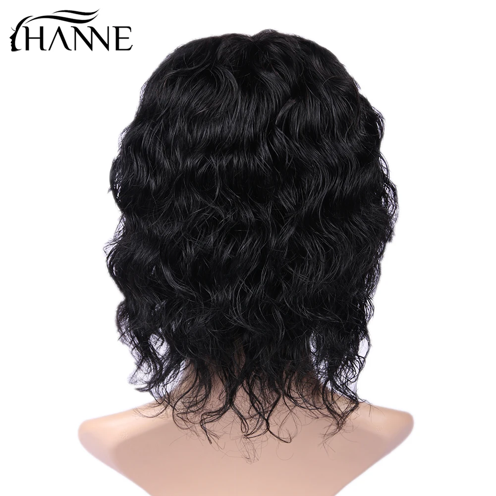 HANNE волосы бразильские человеческие волосы парики естественная волна парик Remy свободная часть парик с короткими волосами для черных/белых женщин 1B#/4# цвет
