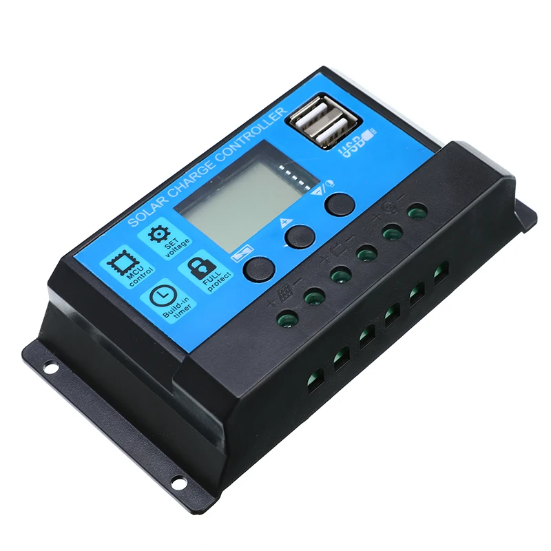 

30A 12V 24V Auto Solar Charge Controller PWM With LCD Dual USB 5V Output Solar Cell Panel Regulator Home