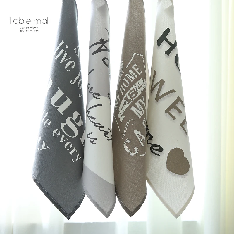 

6pcs/set napkins 40x40cm cotton printed letters home kitchen tea towel on the table