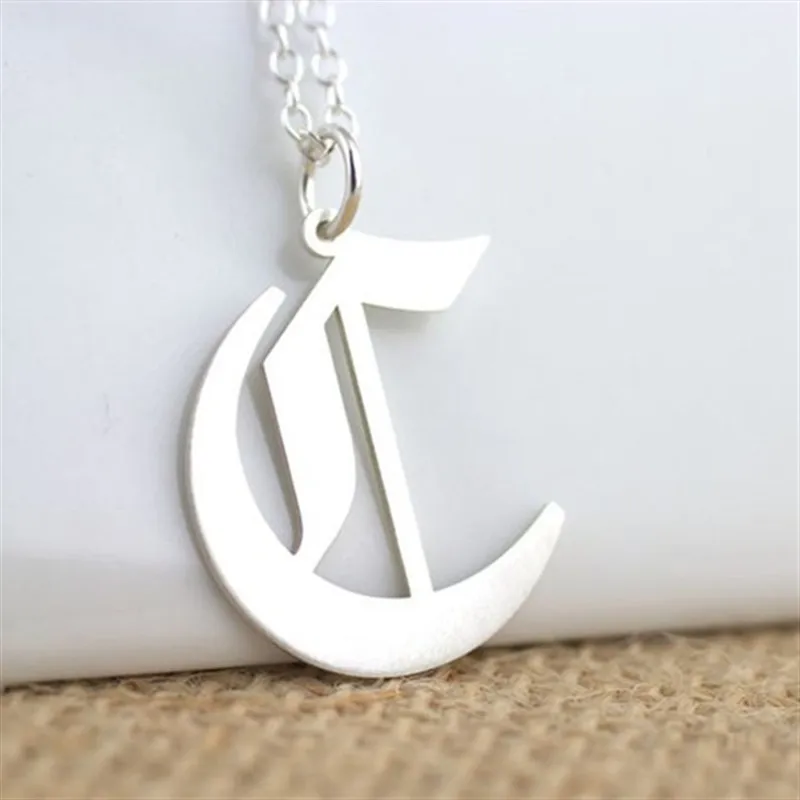 

Gothic Custom Single Old English Initial Number Pendant Necklace Stainless Personalized Letter Charm Name Jewelry Xmas Gift Wome
