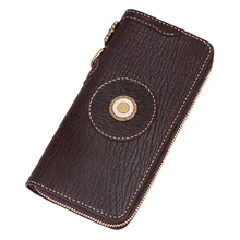 High end Handmade Gifts Handmade Men Genuine Leather Sharkskin Card Holder Zipper Wallets Clutch Vegetable Tanned