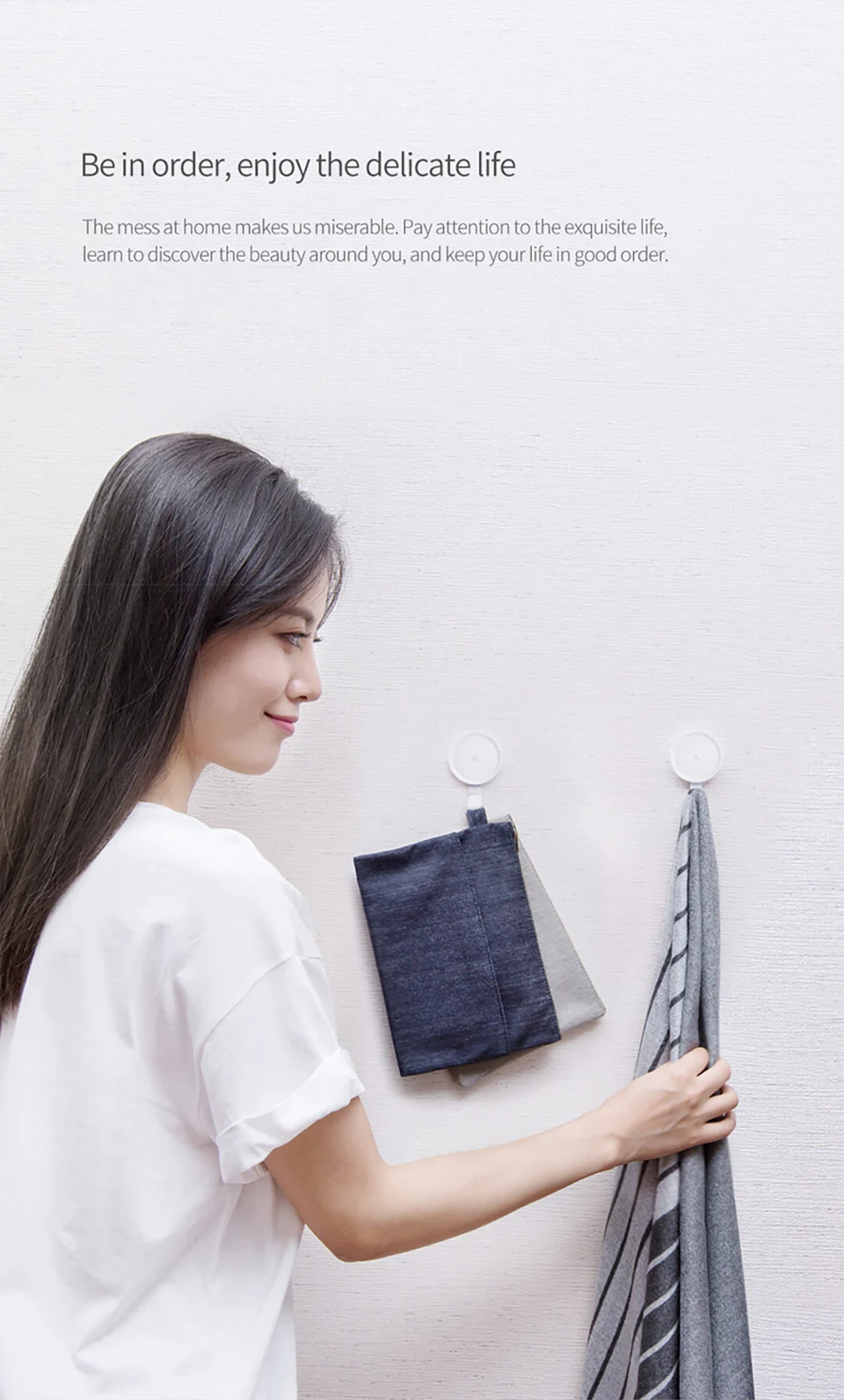 Xiaomi Mijia Little Adhesive Hooks Strong Bathroom Bedroom Kitchen Wall Hooks 3kg Max Load up new arrival in Stock (2)