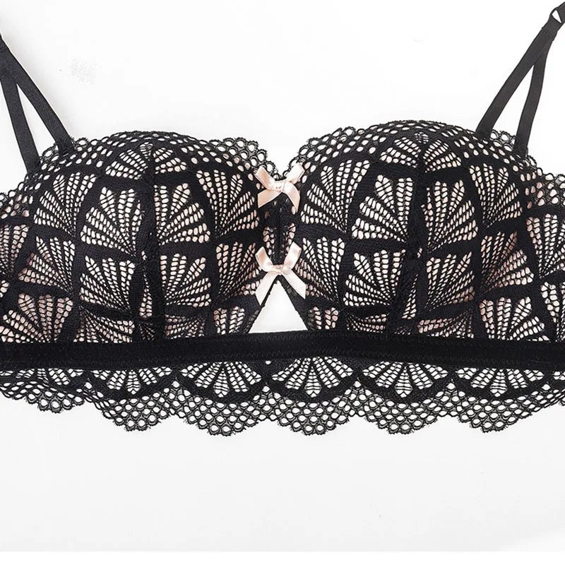 Women Stretch Lace Sexy Bra and Brief Set Back Closure Push Up 1-2 Cup Bralette Lady Adjustable Strap Wire Free Bras Lingerie (13)