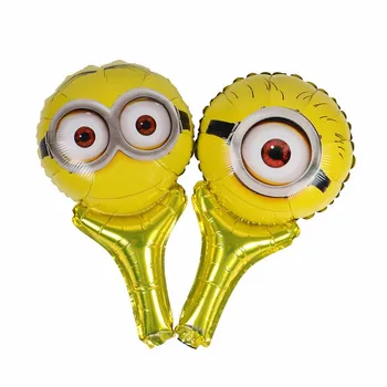 

KUAWANLE 100pcs/lot Cartoon Minions Cheer Handing Stick Inflatable Toys Despicable Me Foil Balloons Party Supplies Decorations