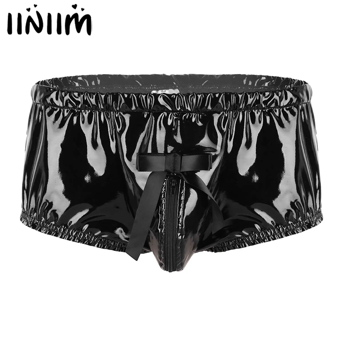

iiniim Mens Lingerie Wetlook Panties Zippered Jockstraps Bulge Pouch Back Frilly Sissy Ruffled Skirts High Cut Briefs Underwear