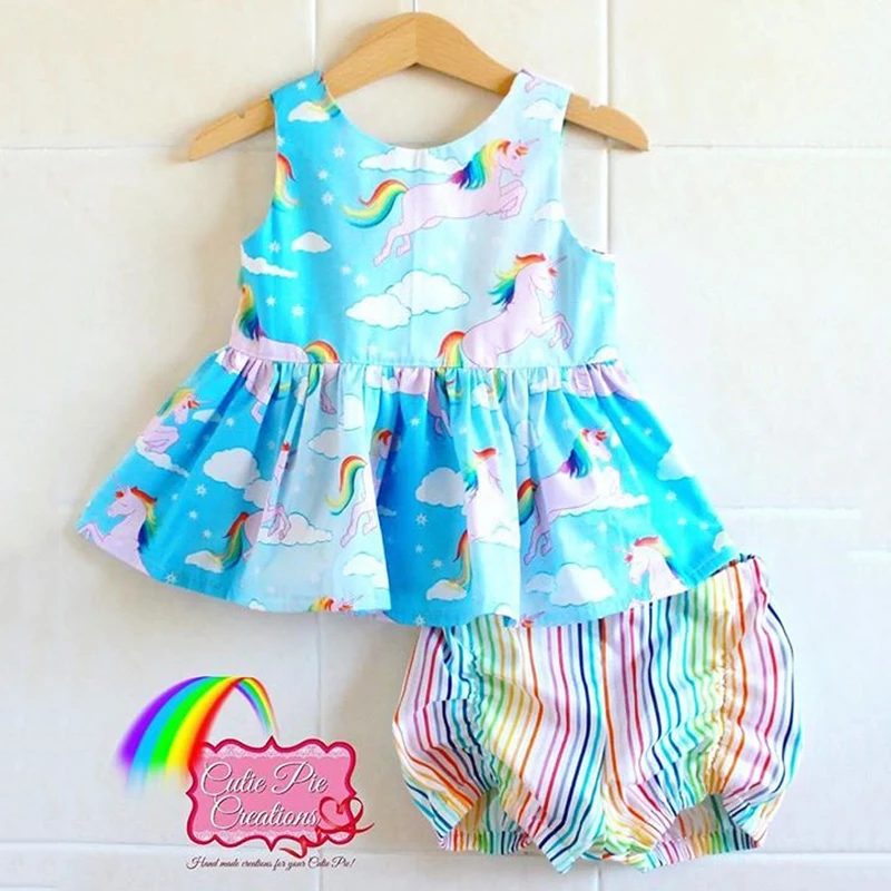 Rainbow Unicorn Tops Dress Striped Shorts Pants -Unicorn Fashion HTB1pVRMqWSWBuNjSsrbq6y0mVXa4