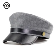 Лидер продаж, высококачественные кожаные кепки на плоской подошве для взрослых, женские модные шляпы в морском стиле, мужские уличные солнцезащитные козырьки в стиле милитари из искусственной кожи