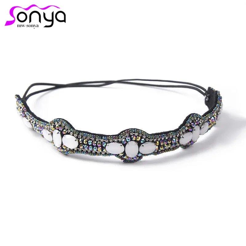 

Vintage Rhinestone Beads Headbands for Women Bohemian Handmade Hair Accessories 3H2022