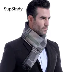 SupSindy зимний шарф Для мужчин Винтаж мягкий плед полосатые шарфы Роскошная шаль Теплый wrap имитация кашемира Бизнес Повседневное Для мужчин