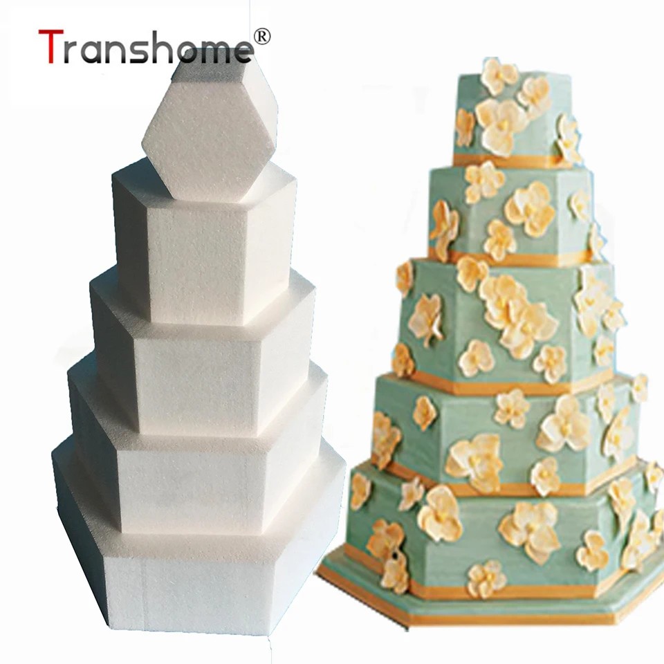 

Transhome Cake Dummy 4/6/8/10/12 Inch Cake Model Sugar Craft Party DIY Model Cake Hexagon Foam Mould Cake Practice Model 2019