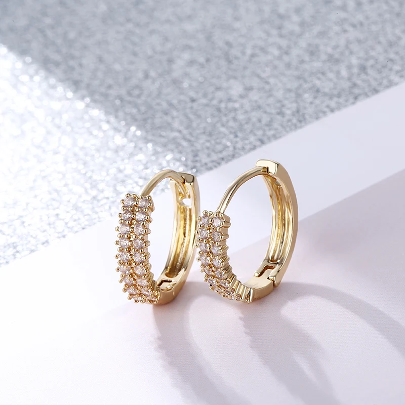 

CARSINEL Brand Fashion Gold color Round Small Hoop Earrings For Women Cubic Zircon Stone Earrings Wedding brides Jewelry ER0545
