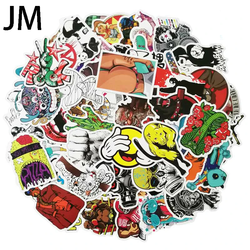 

50Pcs Mixed painted sticker Guitar Computer Luggage Trolley Refrigerator Skateboard Waterproof