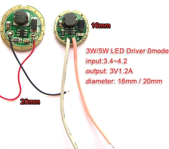 

3W 5W LED Driver input 1.5v~4.2v output 3v 1.2A(max) 20mm / 16mm For Cree 3W XPE R3 XRE Q5 / 5W XPG2 XTE R5 Flashlight