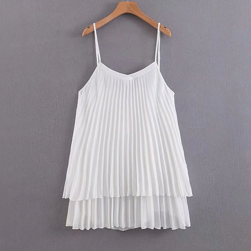 Women's Clothing Dress 2019 Chiffon Solid Color Pleated Sling Dress Ms Summer Street Sexy Slim Fit Trend Fashion Clothing