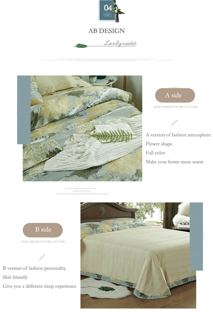 bedding set queen comforter sets tencel cotton duvet cover 4pcs palace Idyllic plant bed linen king size bed sheets home textiles 2