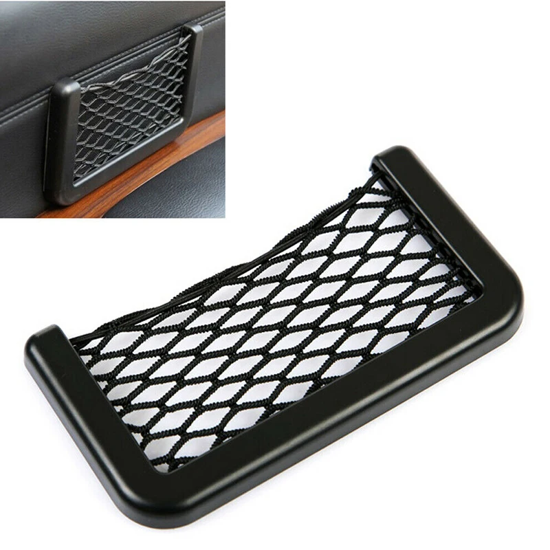 

Accessory Storage String Elastic Mesh Side Door Pocket Car Net Bag Auto Phone Organizer Black 15*8 cm Interior