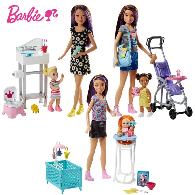 

Original Barbie Doll Baby Nursery 3 Style Gift Set Take Care of the Baby Girls PlayToys Birthday Gift FHY97