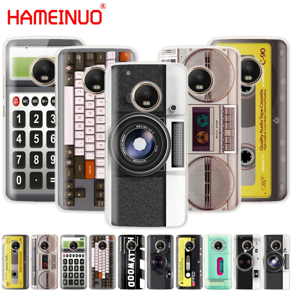 HAMEINUO الرجعية كاميرا كاسيت Boombox حاسبة لوحة المفاتيح الهاتف غلاف لهاتف motorola moto X4 C G6 G5 G5S G4 Z2 Z3 اللعب زائد