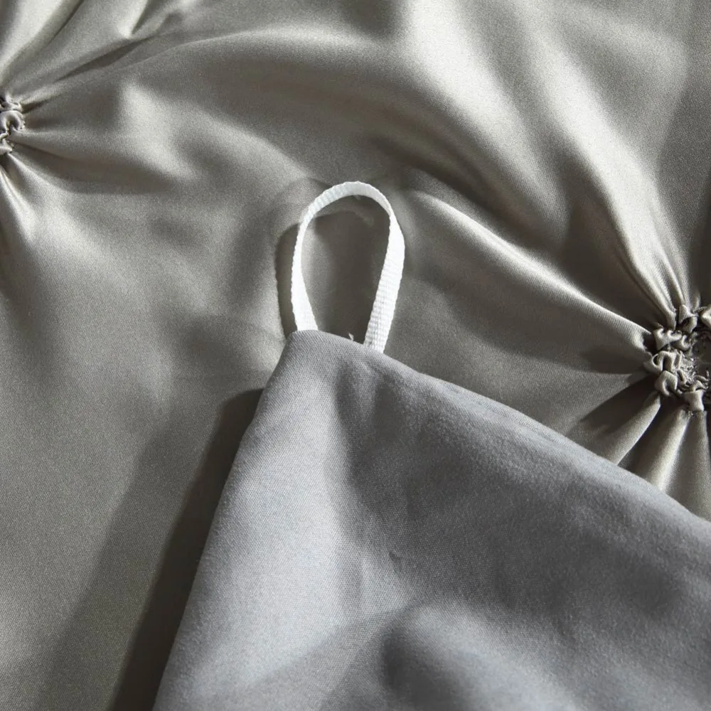 PAPA& MIMA 3D Серебряный сплошной короткий пододеяльник, набор для близнецов, королевских размеров, атласная полиэфирная ткань, наволочки, постельное белье