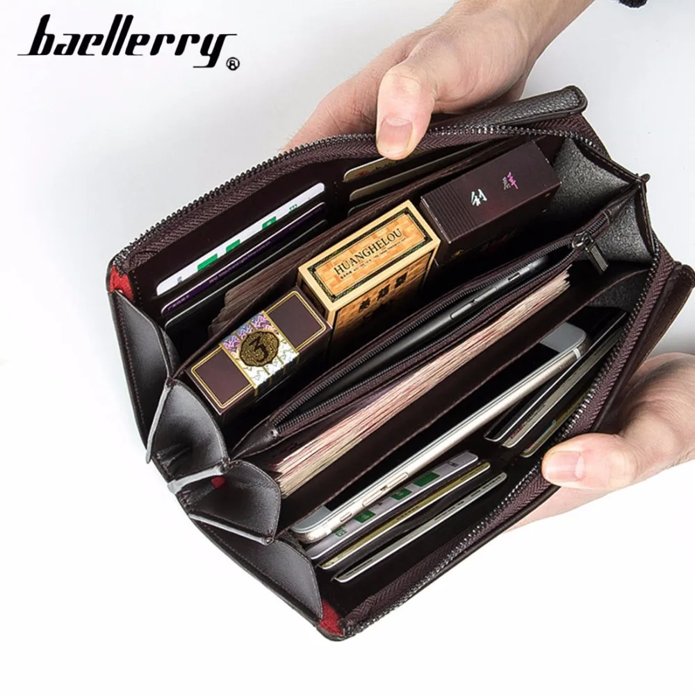 Baellerry الرجال حقيبة صغيرة سعة كبيرة الرجال محافظ جيب للهاتف الخليوي Passcard جيب عالية الجودة متعددة الوظائف محفظة للرجال
