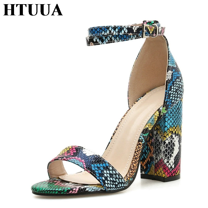 Sandalias de tacón alto de piel de serpiente de colores HTUUA zapatos de  verano de mujer hebillas de correa de tobillo Sandalias de gladiador  Sandalias SX2608|Sandalias de mujer| - AliExpress