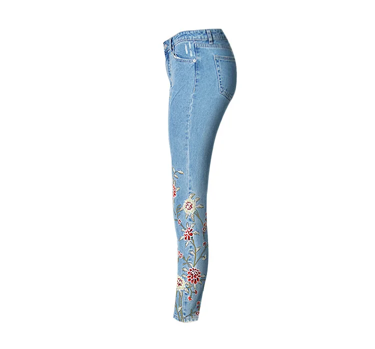 2017, Europe and the United States women, 3D stereo, front and rear side embroidery, high waist Slim cowboy, nine feet pants, small fresh pastoral wind (40)