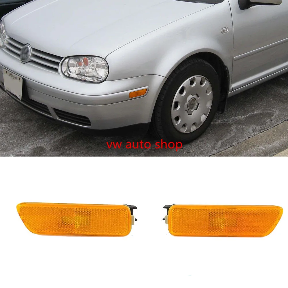 Одна пара желтый переднего бампера отражатель Габаритные огни 99 05 VW MK4 Гольф/Jetta