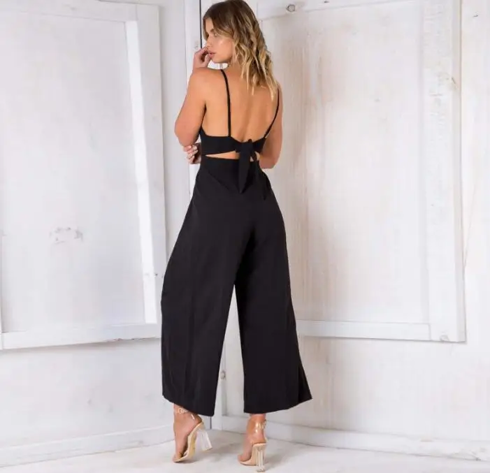 Sexy V Neck Sling Long Boot Cut Jumpsuit Empire Back Bow Jumpsuits Women Plus Size Wide Leg Pants Vacation Beach Playsuits Sexy V Neck Sling Long Boot Cut Jumpsuit Empire Back Bow Jumpsuits Women Plus Size Wide Leg Pants Vacation Beach Playsuits