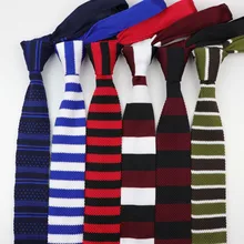 Модные мужские цветные вязаные галстуки, галстуки в полоску, узкие тонкие тканые простые Галстуки