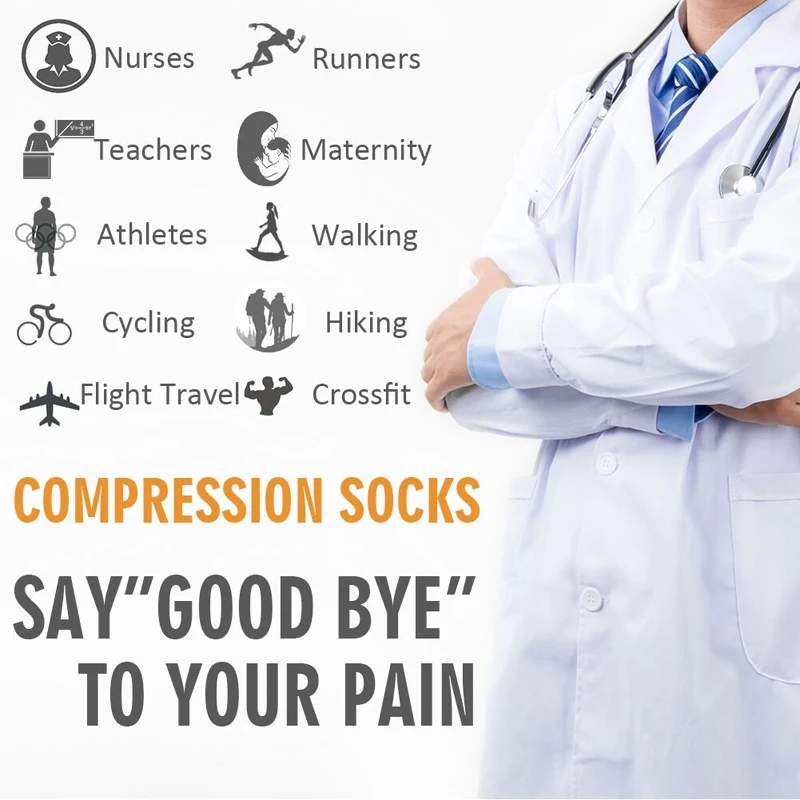 Компрессионные носки для женщин и мужчин-20-30 мм рт. ст.(3 пары) компрессионные чулки спортивные, спортивные, бег, медицинские, путешествия, беременность
