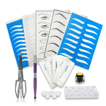 

Microblading Kit Professional 3D Permanent Eyebrow Tattoo Practice Set Microblading Pen Tattoo Pigment Ink Cup Holder