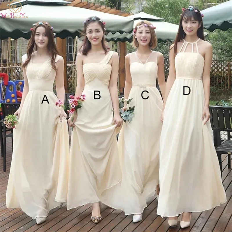 

Chiffon Yellow Beach Bridesmaid Dresses 2019 For Women A line Long Boho Wedding Party Prom Dress Vestido De Festa Party Dresses