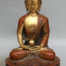 USPS в США S2437 1" Тибетский Фиолетовый Бронзовый 24 К Золото Свинка Шакьямуни Будда Амитабха Чаша Статуя