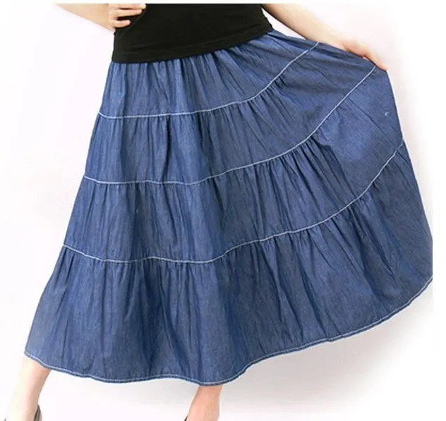 Bohemian denim  long jeans  dress  skirt for woman hot sale  