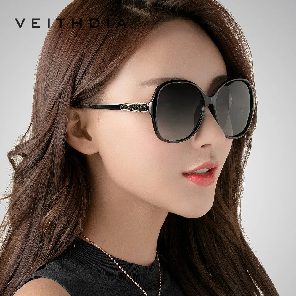 Beste VEITHDIA Retro zonnebril Gepolariseerde Luxe Dames Merk Designer Vrouwen Zonnebril Eyewear oculos de sol feminino V3025
