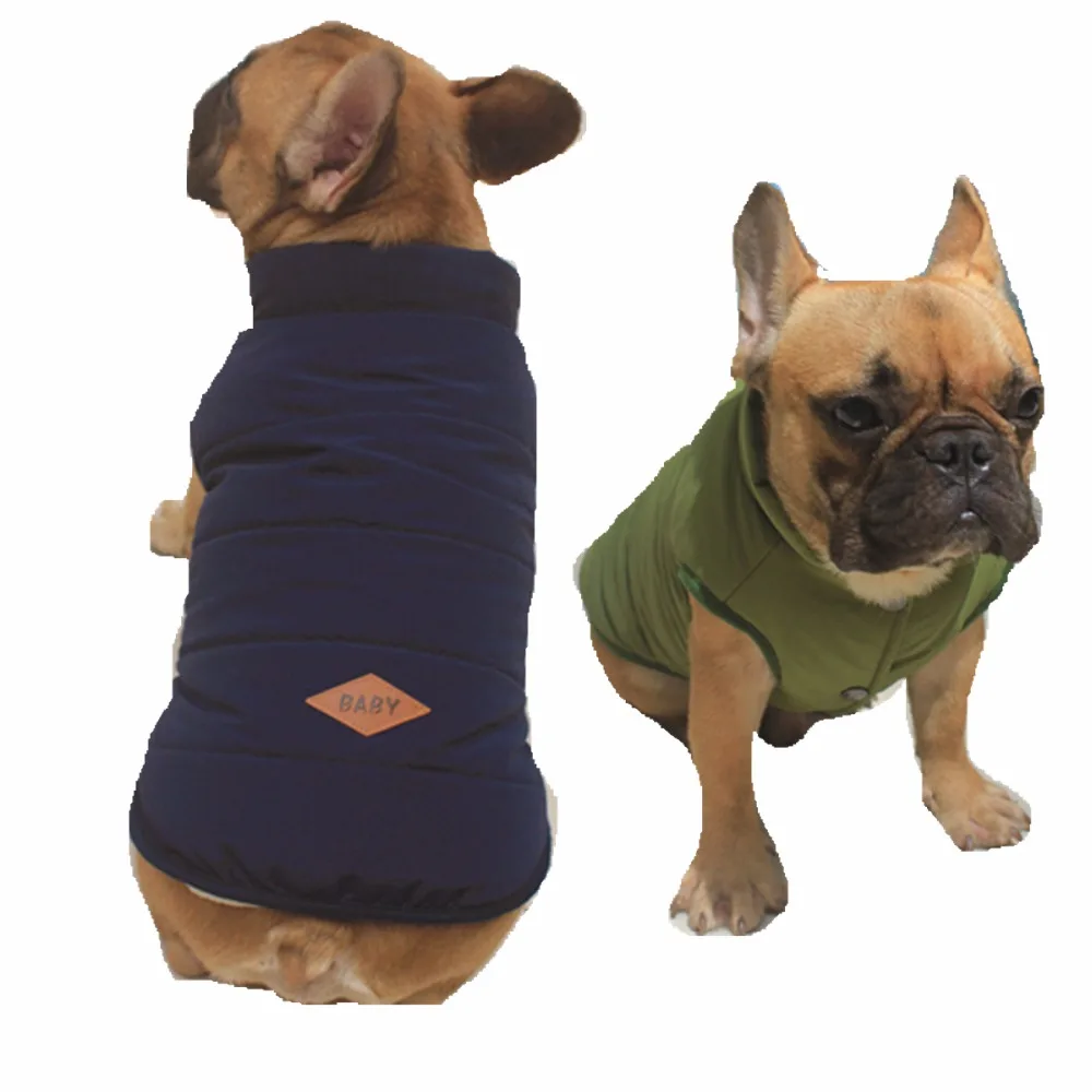FA7 New Winter Solid Bulldog Cotton Clothes Super Warm Two legs Pet Dog