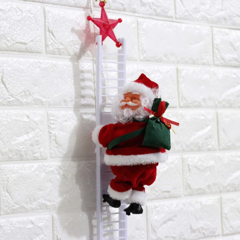 electric plush ladder climbing santa