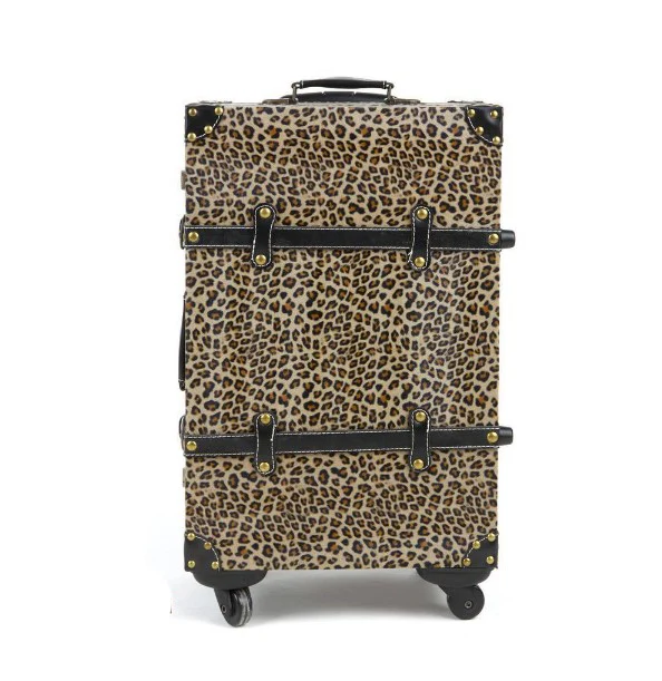 Чемодан на колесиках из ПУ кожи с леопардовым принтом|vintage suitcase|suitcase rollingset trolley |