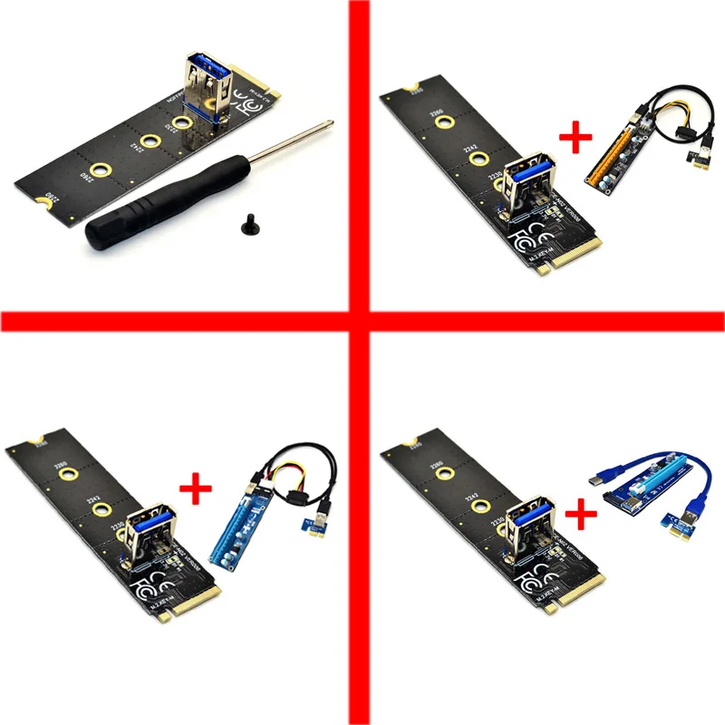 NGFF M.2 к PCI-E X16 слот передачи карты майнинга Pcie Riser Card Удлинительный кабель VGA Molex 4Pin 6Pin SATA для Miner Antminer