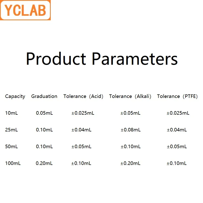 YCLAB 50mL Burette with Stopcock for Acid Class A Transparent Glass Laboratory Chemistry Equipment glass burette
