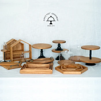 

Brown wood cake stand forest style wedding cake tools fondant cake home decoration bakeware Kitchen& bar dessert table