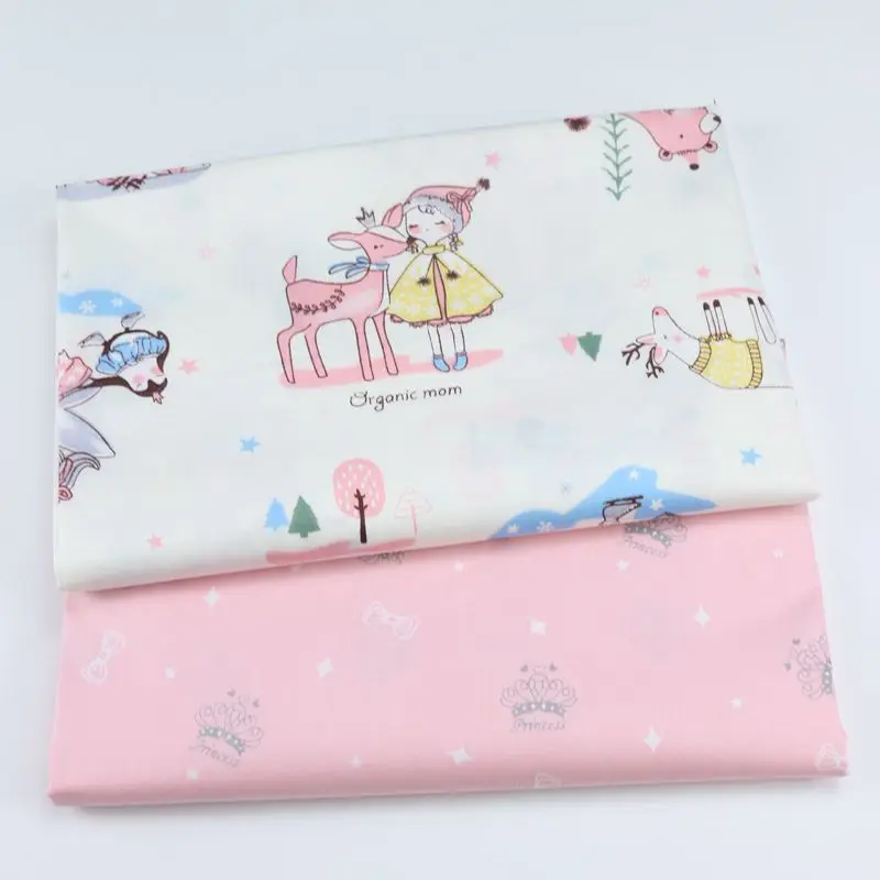 

Pink Little princess crown 100% Twill Cotton Fabric For Baby Girl Dress Tissus au Metre Diy Sewing Tecido Telas para patchwork