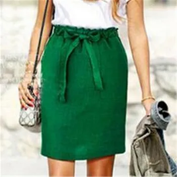 

Women's Summer High Waist Skirts Ladies Womens Pleated Beachwear Cotton Midi Casua Skirts Verano 2019 New Fashion