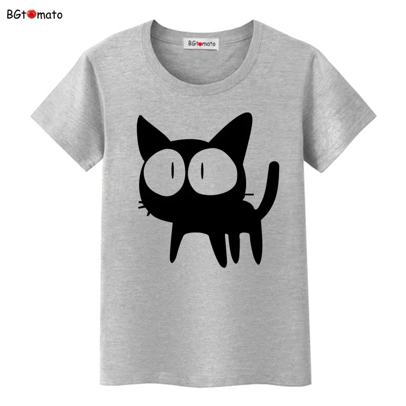 女性のための漫画のtシャツ 黒の猫のtシャツ 素敵な 新しいスタイル オリジナル 人気のあるブランドのtシャツ Top Tees Brand Teetees Brands Aliexpress