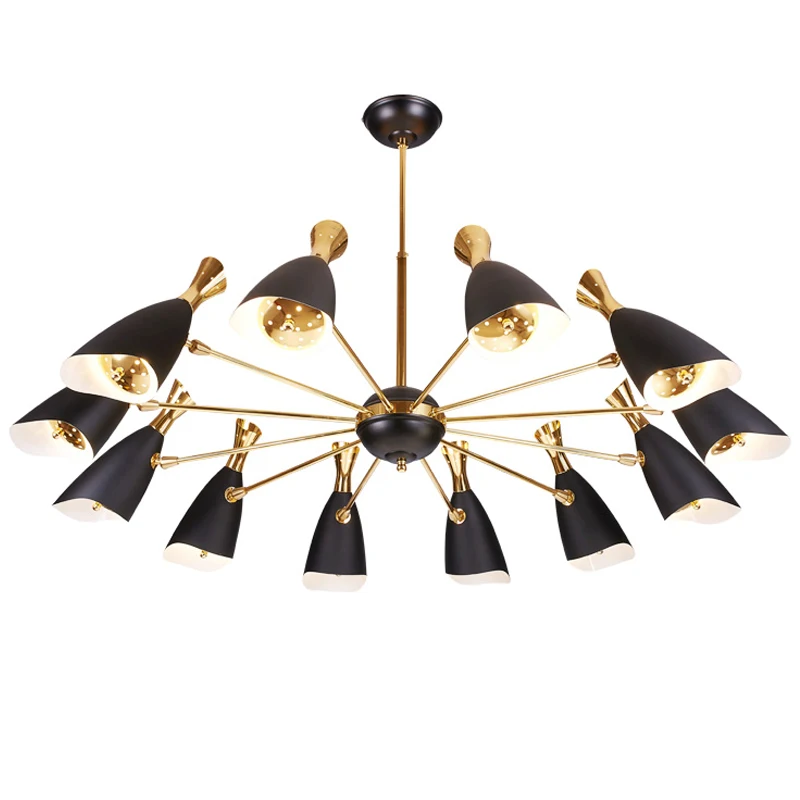 

Duke Nordic 12 arm led chandelier light Toolery black white modern creative Painted Rotatable Hanging lamp villa compound floor