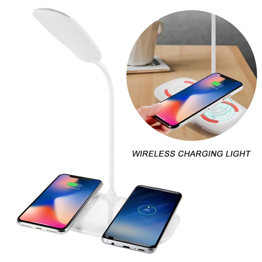 Multifunction Table Desk LED Lamp Wireless Charger Cell Phone Fast Charging For Samsung iPhone